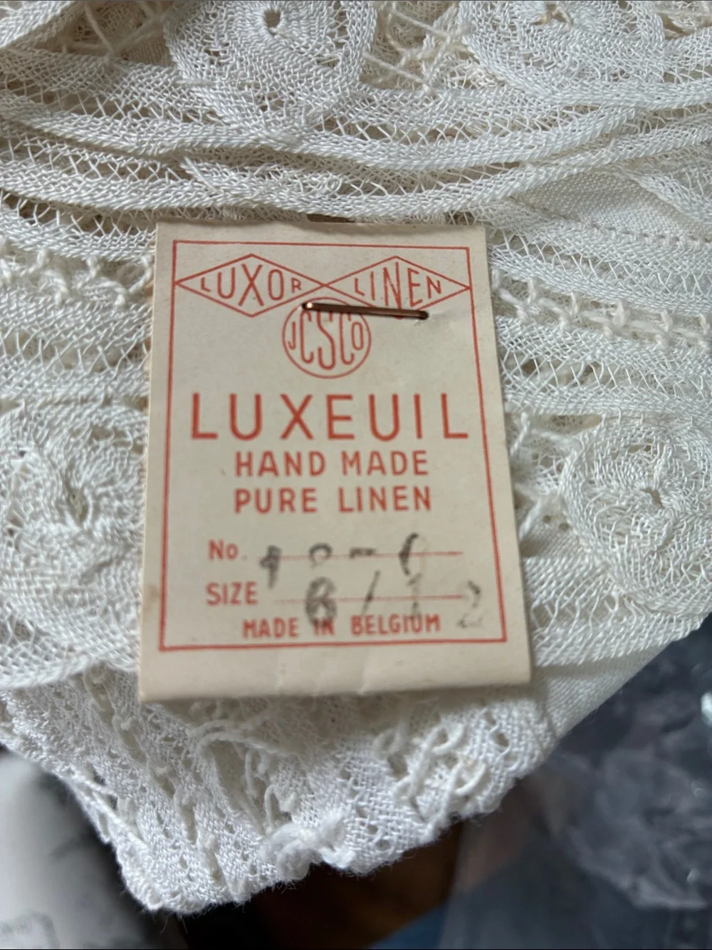 Antique Luxeuil Cream Handmade Pure Linen Lace Table Linens